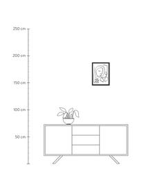 Stampa digitale incorniciata Trendy Line, Immagine: stampa digitale su carta,, Cornice: legno verniciato, Nero, bianco, Larg. 33 x Alt. 43 cm