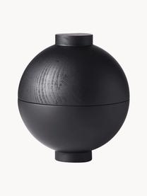 Schmuckkästchen Wooden Sphere aus Eichenholz, Eichenholz, FSC-zertifiziert, Schwarz, Ø 16 x H 18 cm