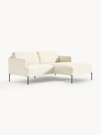 Kleines Ecksofa Fluente, Bezug: 100 % Polyester Der strap, Gestell: Massives Kiefernholz, Bir, Füße: Metall, pulverbeschichtet, Webstoff Off White, B 198 x T 152 cm, Eckteil links