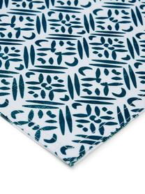 Waterafstotende placemats Fishbone, 2 stuks, Polyester, Wit, blauwtinten, B 33 x L 48 cm