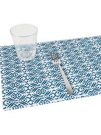 Wasserabweisende Kunststoff-Tischsets Fishbone, 2 Stück, Polyester, Weiß, Blautöne, B 33 x L 48 cm