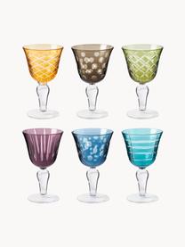 Verres à vin Cuttings, 6 élém., Verre, Multicolore, Ø 10 x haut. 17 cm, 250 ml