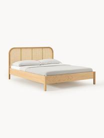 Cama de madera Jones, con cabecero, Estructura: madera contrachapada chap, Patas: madera de fresno maciza E, Madera de fresno, An 140 x L 200 cm