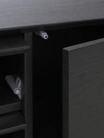 Tv-meubel Noel van essenhoutfineer met kabeldoorgang in zwart, Vezelplaat met gemiddelde dichtheid (MDF) met essenfineer, Hout, zwart gelakt, B 180 cm x H 45 cm