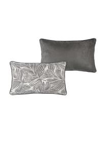 Coussin rectangulaire gris et blanc Hiro, Gris foncé, blanc