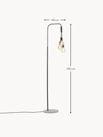 Lámpara de pie grande Oslo, Lámpara: metal recubierto, Cable: cubierto en tela, Negro, gris, Al 190 cm