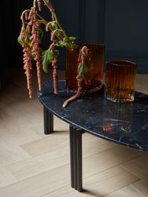 Ovaler Couchtisch Tribus aus Marmor, Tischplatte: Marmor, Beine: Stahl, beschichtet, Schwarz, marmoriert, B 92 x T 47 cm