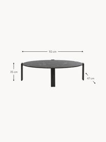 Ovale salontafel Tribus van marmer, Tafelblad: marmer, Poten: staal, gecoat, Zwart, gemarmerd, B 92 x D 47 cm