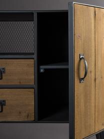 Szafka industrial Gin, Drzwi: drewno jodłowe  Stelaż, uchwyty i nogi: szary, S 120 x W 80 cm