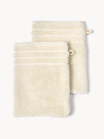 Washandjes Luxe met gestreepte rand, 2 stuks, Gebroken wit, Washandjes, B 16 x L 22 cm