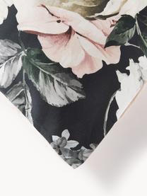 Taie d'oreiller en satin de coton Blossom, Anthracite, multicolore, larg. 50 x long. 70 cm
