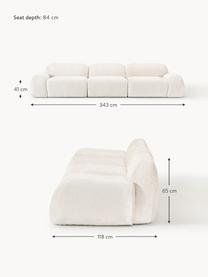 Modulares Sofa Wolke (4-Sitzer) aus Teddy-Bouclé, Bezug: Teddy-Bouclé (100 % Polye, Teddy-Bouclé Off White, B 343 x T 118 cm