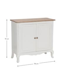 Mueble auxiliar artesanal Marsella, Blanco, marrón, An 96 x Al 91 cm