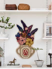 Handgetufte wollen deurmat Flower Vase, Onderzijde: latex Bij wollen vloerkle, Meerkleurig, B 45 x L 75 cm