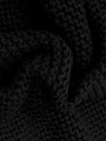 Housse de coussin rectangulaire tricot noir Adalyn, 100 % coton bio, certifié GOTS, Noir, larg. 30 x long. 50 cm