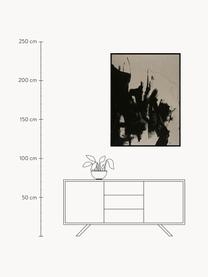 Handgemaltes Leinwandbild Without mit Holzrahmen, Rahmen: Eichenholzfurnier, beschi, Greige, Schwarz, B 90 x H 120 cm