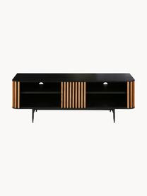 Meuble TV Linea, Noir, bois de chêne, larg. 130 x haut. 43 cm