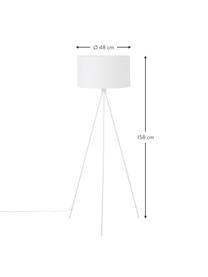 Tripod Stehlampe Cella mit Stoffschirm, Lampenschirm: Baumwollgemisch, Lampenfuß: Metall, pulverbeschichtet, Weiß, H 158 cm