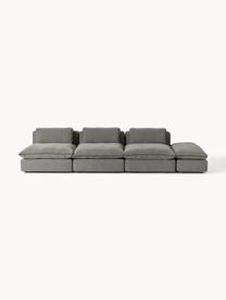 Sofa modułowa XL z pufem Felix (3-osobowa), Tapicerka: 100% poliester Dzięki tka, Nogi: tworzywo sztuczne Ten pro, Ciemnoszara tkanina, B 360 x T 140 cm