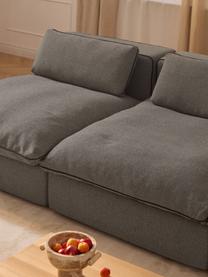 Modulares XL-Sofa Felix (3-Sitzer) mit Hocker, Bezug: 100 % Polyester Der strap, Gestell: Massives Kiefern- und Fic, Füße: Kunststoff Dieses Produkt, Webstoff Dunkelgrau, B 360 x T 140 cm