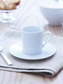 Šálky na espresso s podšálky z porcelánu Bianco, 4 ks, Porcelán, Bílá, Ø 12 cm, V 7 cm, 90 ml