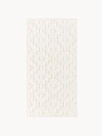 Alfombra artesanal de algodón texturizada Idris, 100% algodón, Blanco crema, An 80 x L 150 cm (Tamaño XS)