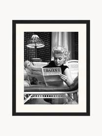 Oprawiony druk cyfrowy Marilyn Monroe Reading, Czarny, biały, S 33 x W 43 cm