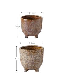 Cache-pot en porcelaine fait main Miswa, 2 élém., Porcelaine, Brun, Lot de différentes tailles