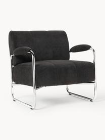 Loungefauteuil Marcel, Bekleding: 100% polyester Met 30.000, Frame: metaal, Geweven stof antraciet, zilverkleurig, B 76 x D 74 cm