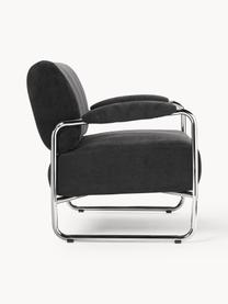 Fauteuil lounge Marcel, Tissu anthracite, argenté, larg. 76 x prof. 74 cm