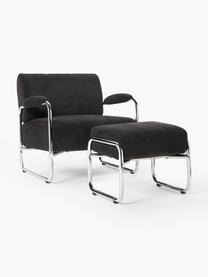 Loungefauteuil Marcel, Bekleding: 100% polyester Met 30.000, Frame: metaal, Geweven stof antraciet, zilverkleurig, B 76 x D 74 cm