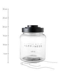 Skleněná dóza Happiness, Ø 16 cm x V 21 cm, Transparentní, Ø 16 cm, V 21 cm, 2,5 l