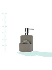 Seifenspender Seeque mit Schwamm, 2-tlg., Metallschwamm: Metall, Grau, Silberfarben, 11 x 19 cm