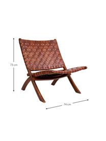 Sillón de cuero Montana, Tapizado: cuero, Patas: madera de teca, Marrón, An 74 x F 66 cm