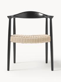 Silla con reposabrazos de madera de fresno Pavel, Asiento: ratán, Estructura: madera de fresno, Ratán, negro, An 62 x F 76 cm