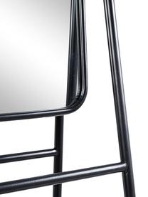 Burro con espejo Jerrod, Estructura: metal epoxidado con pintu, Estantes: tablero de fibras de dens, Espejo: cristal, Negro, marrón, An 93 x Al 178 cm
