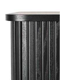 Chiffonnier de madera estriada Barbier, Estructura: tablero de fibras de dens, Estantes: vidrio templado, Negro, An 100 x Al 140 cm