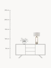 Lampa stołowa z marmurową podstawą Quebec, Stelaż: metal galwanizowany, Biały, marmurowy, odcienie złotego, Ø 35 x W 62 cm