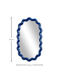 Miroir mural ovale avec cadre bleu foncé Zigzag, Bleu foncé, larg. 24 x haut. 40 cm