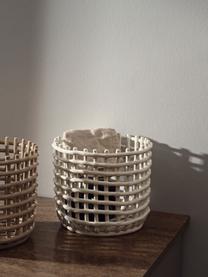 Panier de rangement artisanal en céramique Nalan, haut. 21 cm, Céramique, Blanc cassé, Ø 24 x haut. 21 cm