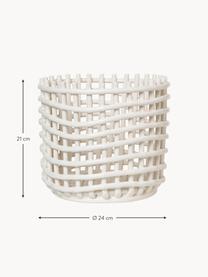 Handgefertigter Aufbewahrungskorb Nalan aus Keramik, H 21 cm, Keramik, Off White, Ø 24 x H 21 cm