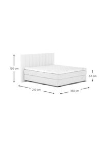 Premium boxspring bed Lacey in lichtgrijs, Matras: 7-zones-pocketverenkern m, Poten: massief gelakt beukenhout, Geweven stof lichtgrijs, 140 x 200 cm