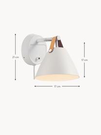 Nástenná lampa s vymeniteľným koženým popruhom Strap, Biela, piesková alebo čierna, H 21 x V 17 cm