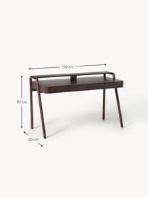 Bureau Evrak met lades, Frame: essenhoutfineer, Poten: massief essenhout Dit pro, Donker essenhout, B 139 x H 65 cm