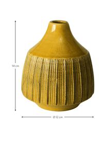 Kleine Vase Menos aus Steingut, Steingut, Gelb, Ø 12 x H 14 cm