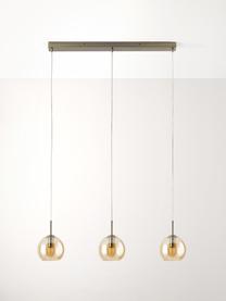 Grote hanglamp Hamilton, Frame: geborsteld metaal, Baldakijn: geborsteld metaal, Amberkleurig, B 81 x H 13 cm