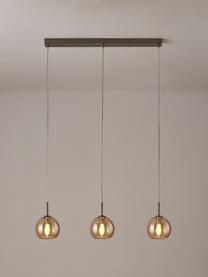 Grote hanglamp Hamilton, Frame: geborsteld metaal, Baldakijn: geborsteld metaal, Amberkleurig, B 81 x H 13 cm