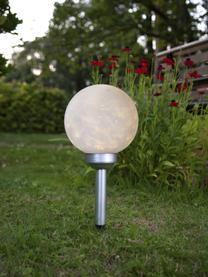 Borne d'éclairage solaire LED Luna, Blanc opalescent, couleur argentée, Ø 20 x haut. 37 cm