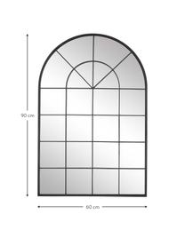Espejo de pared ventana Clarita, Estructura: metal con pintura en polv, Parte trasera: tablero de fibras de dens, Espejo: cristal, Negro, An 60 x Al 90 cm