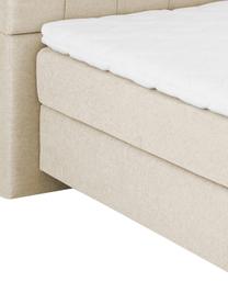 Premium boxspring bed Phoebe, Matras: 7-zones-pocketveringkern , Poten: massief gelakt beukenhout, Beige, 140 x 200 cm